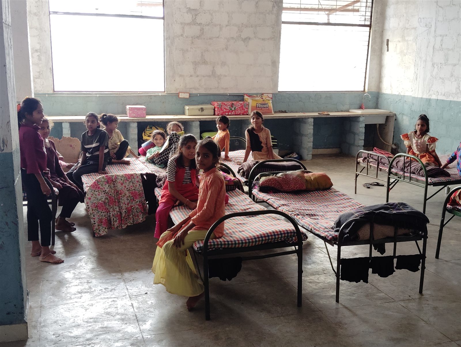 Children gathered in residential facility